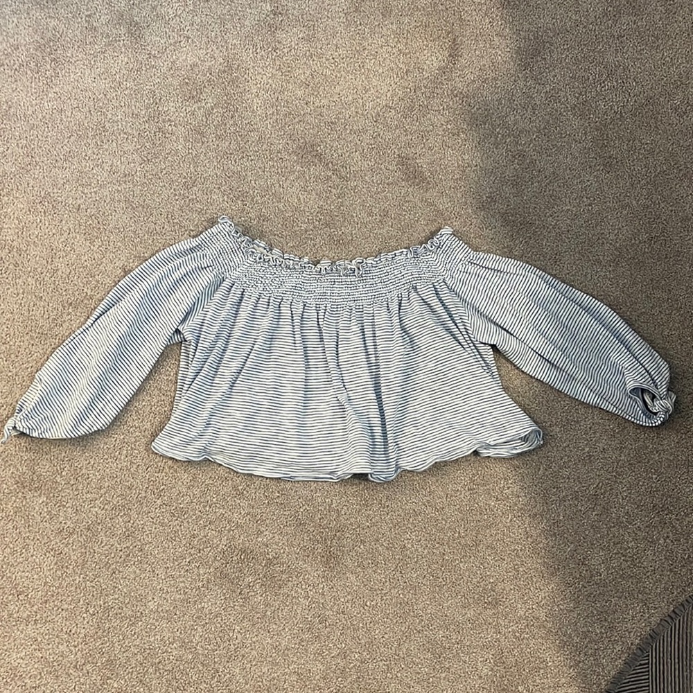 Striped Off The Shoulder Crop Top